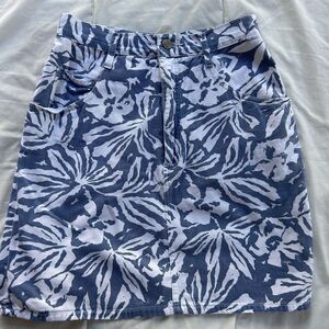 Vintage Anchor Blue Y2K‎ Denim Mini Skirt High Rise Palm Leaf Print Size 5 EUC